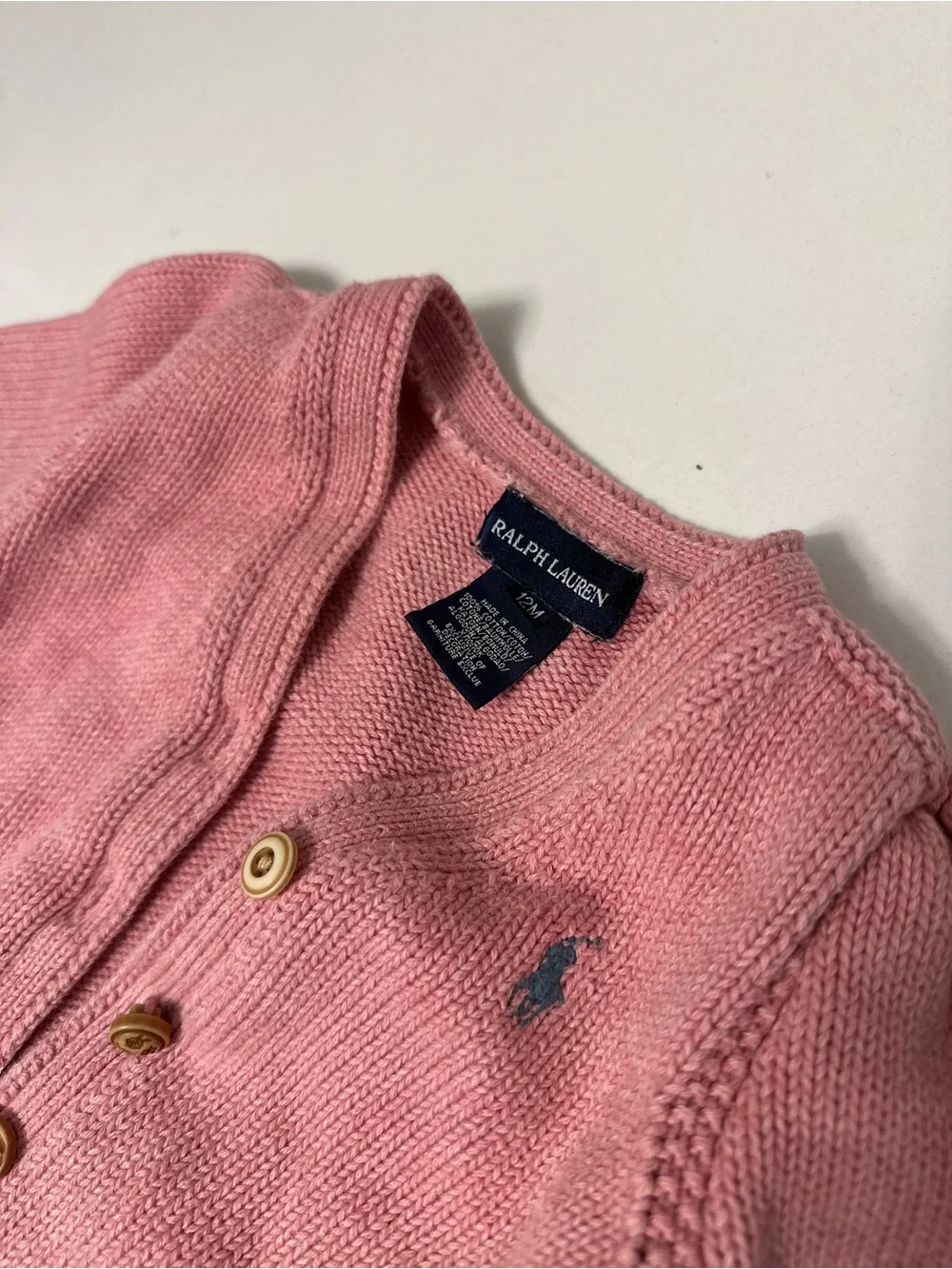 Ralph Lauren Pink Knit Baby Cardigan